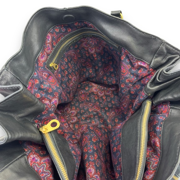 Marc By Marc Jacobs RARE Petal To The Metal Black Leather Gold Bird Tote Purse - Picture 13 of 16